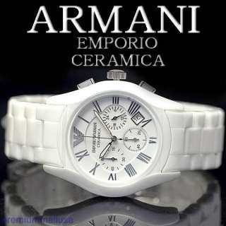 Emporio Armani white ceramic women watch AR1404 chronograph new in box 