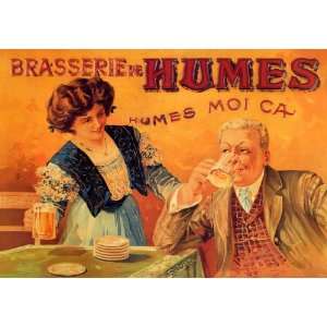  GIRL MAN DRINKING BEER BRASSERIE DE HUMES MOI CA RESTAURANT 