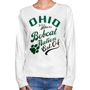  Ohio Bobcats Ladies Splashy Long Sleeve T Shirt   White 