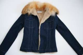 NEW Italy CASTELLANI Denim Fur Vtg Fitted Jacket S $585  