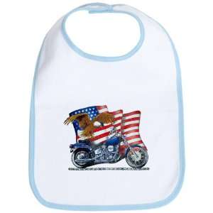  Baby Bib Sky Blue Motorcycle Eagle And US Flag Everything 