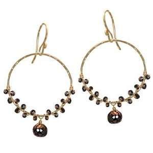  14k Gold Filled Filled Black Spinel Hoop Earrings Jewelry