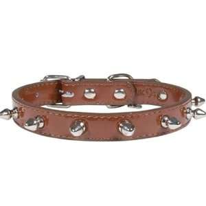  Designer Dog Collar   Leather Spike Collar   Brown   XX 