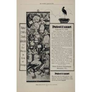  1903 Ad Pabst Extract Stork Baby Calendar Maud Humphrey 