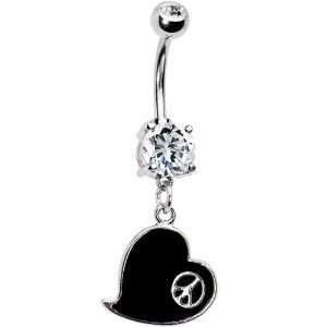  Black Heart Peace Sign Belly Ring Jewelry