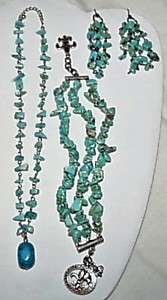 Southwest Turquoise Jewelry Set Matching Neckace Bracelet Earrings 
