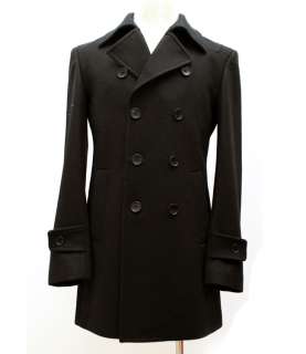 USA H&M Inspired Mens Luxury Wool Coat Black Outerwear Double Breasted 