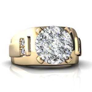  14K Yellow Gold White Diamond Mens Mens Ring Size 10.5 Jewelry