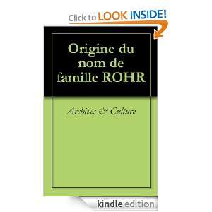 Origine du nom de famille ROHR (Oeuvres courtes) (French Edition 