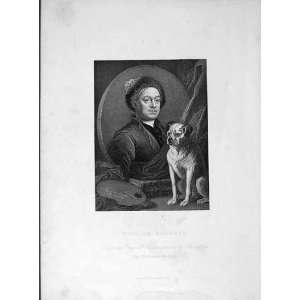  C1833 Engraving Portrait William Hogarth Pet Dog