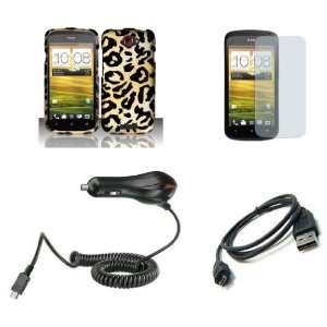 HTC One S (T Mobile) Premium Combo Pack   Black and Gold Wild Cheetah 