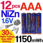 12 AAA 1150mWh NiZn 1.6V Volt Rechargeable Battery 3A LR03 HR03 