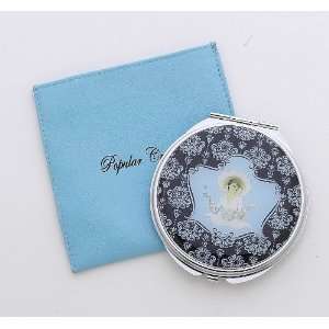  Vintage French Lady with Wine Damask Compact Mirror 