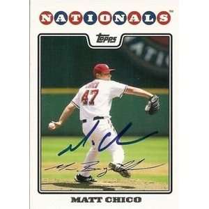  Matt Chico Signed Washington Nationals 2008 Topps Card 