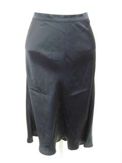 BLU CHARME Navy Blue Silk Mid Calf Skirt Sz 6  