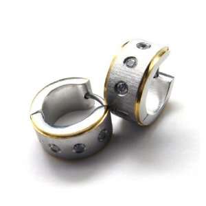 CET Domain SZ11 1164 Titanium Steel Diamond Styled Mens Earring Set 