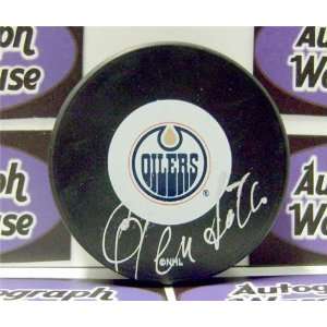  Glen Sather Autographed/Hand Signed Hockey Puck (Edmonton 