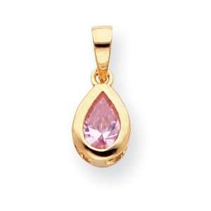  Gold plated October Teardrop CZ Necklace   18 Inch 