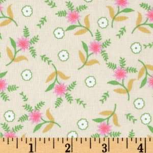  44 Wide Floral Ditzy Fuchsia/Cream Fabric By The Yard 