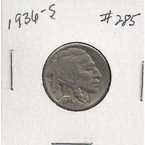  1936 S Buffalo Nickel in 2x2 holder #285 