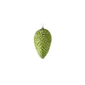  Glitter Frosted Kiwi Green Shatterproof Pine Cone Christmas Orna Home
