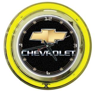 Chevy Logo Neon Garage Wall Clock   14 inch Diameter 844296020171 