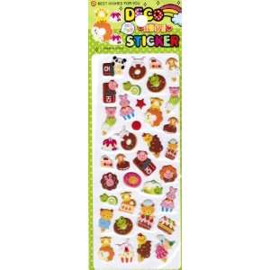  Puff Sticker Cup Cake Animal, Large Size 9x 3 (2 Sheets 