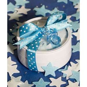   Bath Confetti Soap in White Tin Wedding Favors   Blue / White Stars
