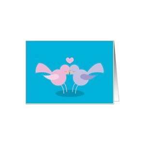 Snuggling love birds with a heart Card Health & Personal 