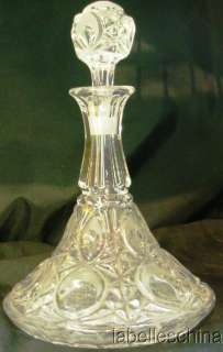Clear Intricate Cut Heavy Glass Ships Decanter Stopper  
