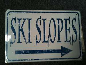 Ski Slopes   Mountain trail marker metal sign   Snow  