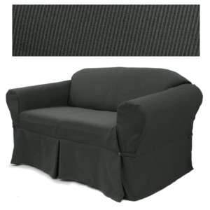 Ribbed Black Loveseat Slipcover X 631  