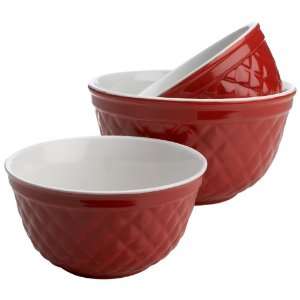 Reco International Weave Pattern Bowls Set of 3, Red  
