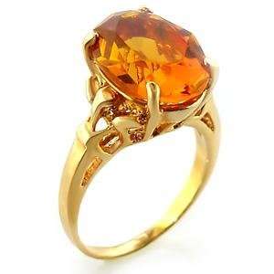  Size 10 Citrine Crystal Brass Gold Plated Ring AM 