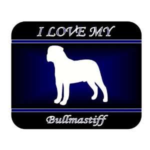  I Love My Bullmastiff Dog Mouse Pad   Blue Design 