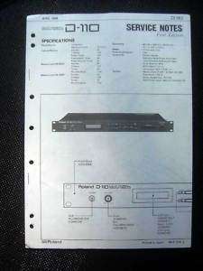 Roland D 110 Sound Module Service Manual Schematic  