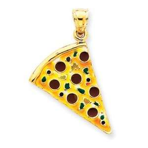  14k Enameled Pepperoni Pizza Slice Pendant Jewelry