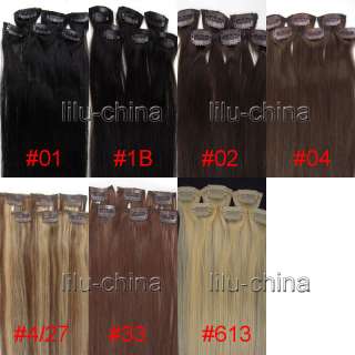 20inch 6psc Clip on Straight Human Hair Extensions in 7 Colors ,36g 