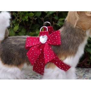  Red Silver Stardust Bow with Heart Step In Harness