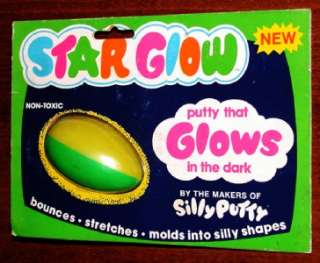 Vintage 1970s Original Silly Putty STAR GLOW Glows In Dark MINT 