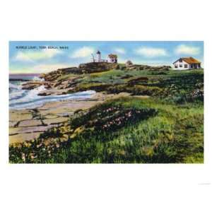 York, Maine   View of Nubble Lighthouse from York Beach Giclee Poster 