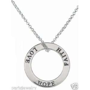   Silver Faith Hope Love Circle Necklace Paris Jewelry Jewelry