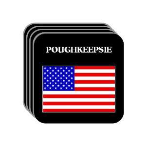 US Flag   Poughkeepsie, New York (NY) Set of 4 Mini Mousepad Coasters