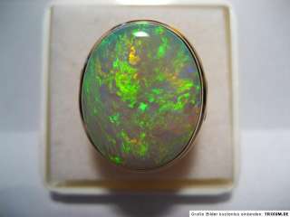 Heavy 14K Art Deco Ring w. Great Black Opal, 7.35   VID  