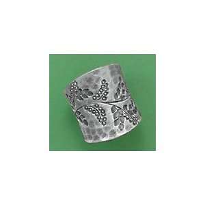  Oxidized Sterling Silver Ring, 1 inch wide, Vine Design Jewelry