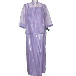 NWT ALEX EVENINGS Purple Shimmer Dress Gown Jacket 16W  