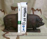 unusual Tastful X Large heavy Cast Iron PIG BOOKENDS  