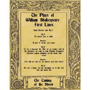  A4 Size Parchment Poster Shakespeare Play First Lines The 