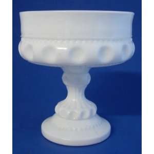   Milk Glass Kings Crown Thumbprint Compote Comport