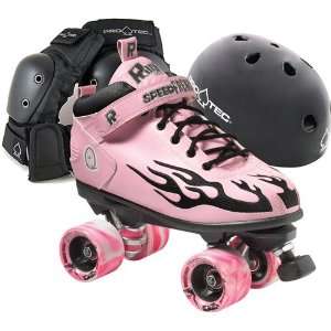  Derby Pink with Black Flame Roller Derby Skate Package 